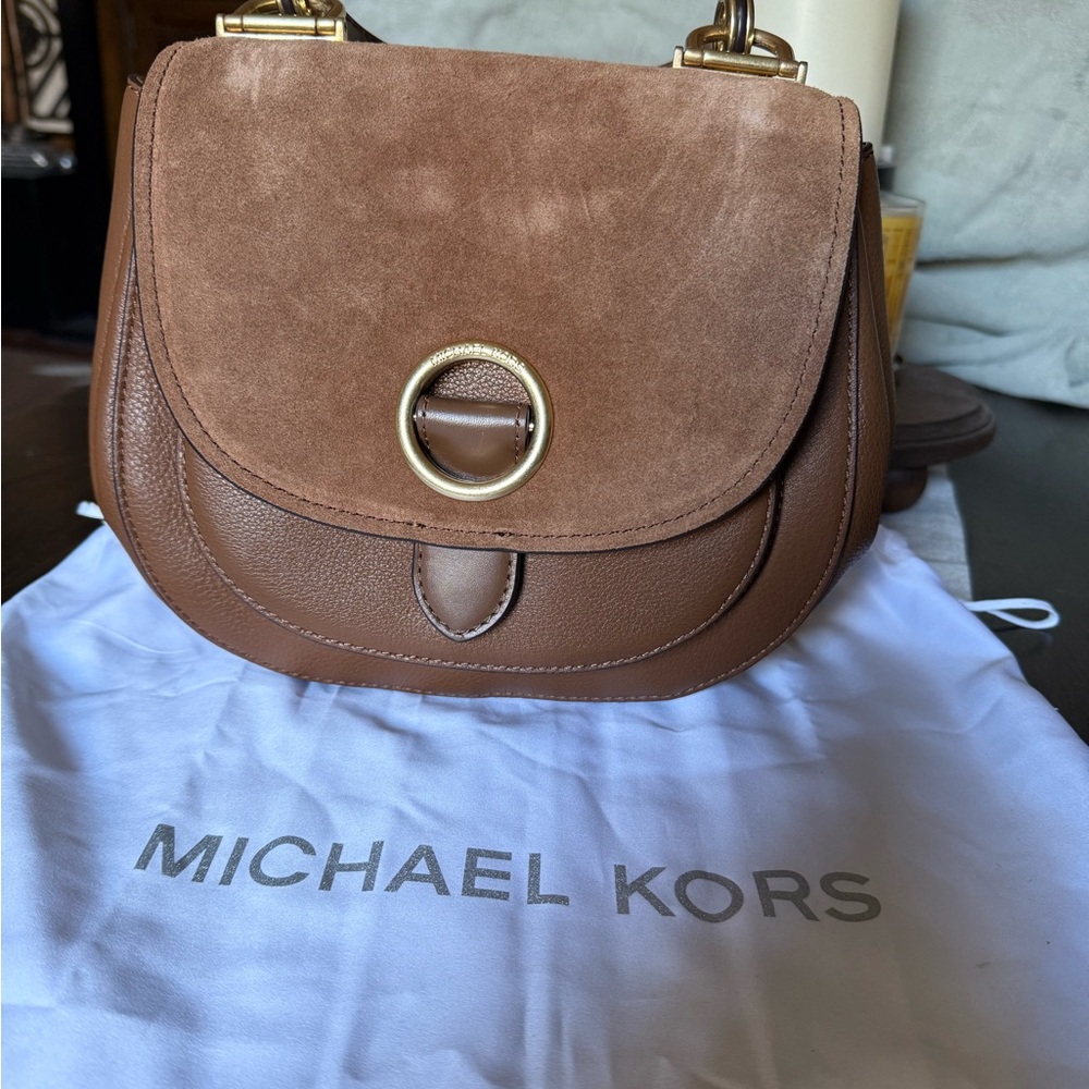 Michael Kors Brown Shoulder Bag with Gold Accent